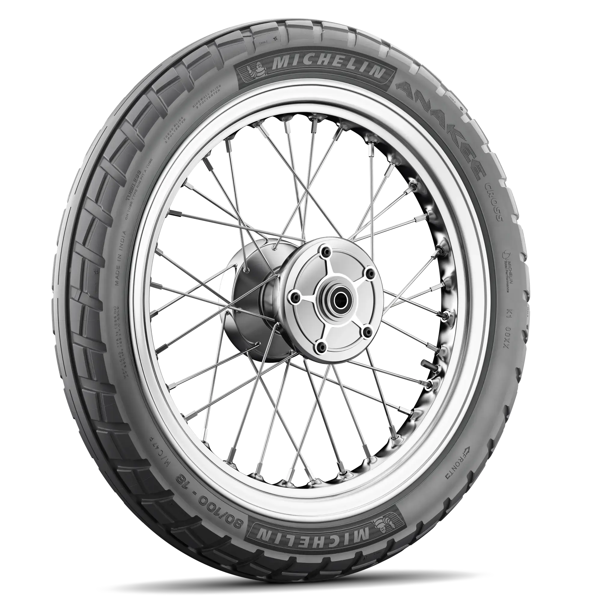 Tyre MICHELIN ANAKEE CROSS Front All-season tyre 80/100 18 47P A (tyre + rim) Square