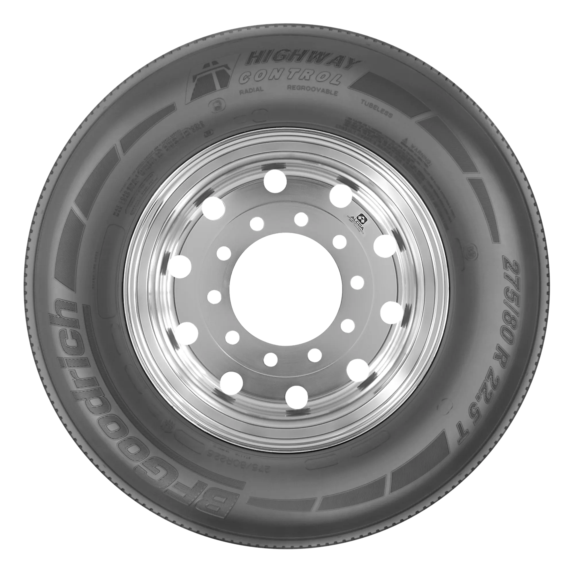 Rendered sidewall view of a BFGoodrich Highway Control T tire