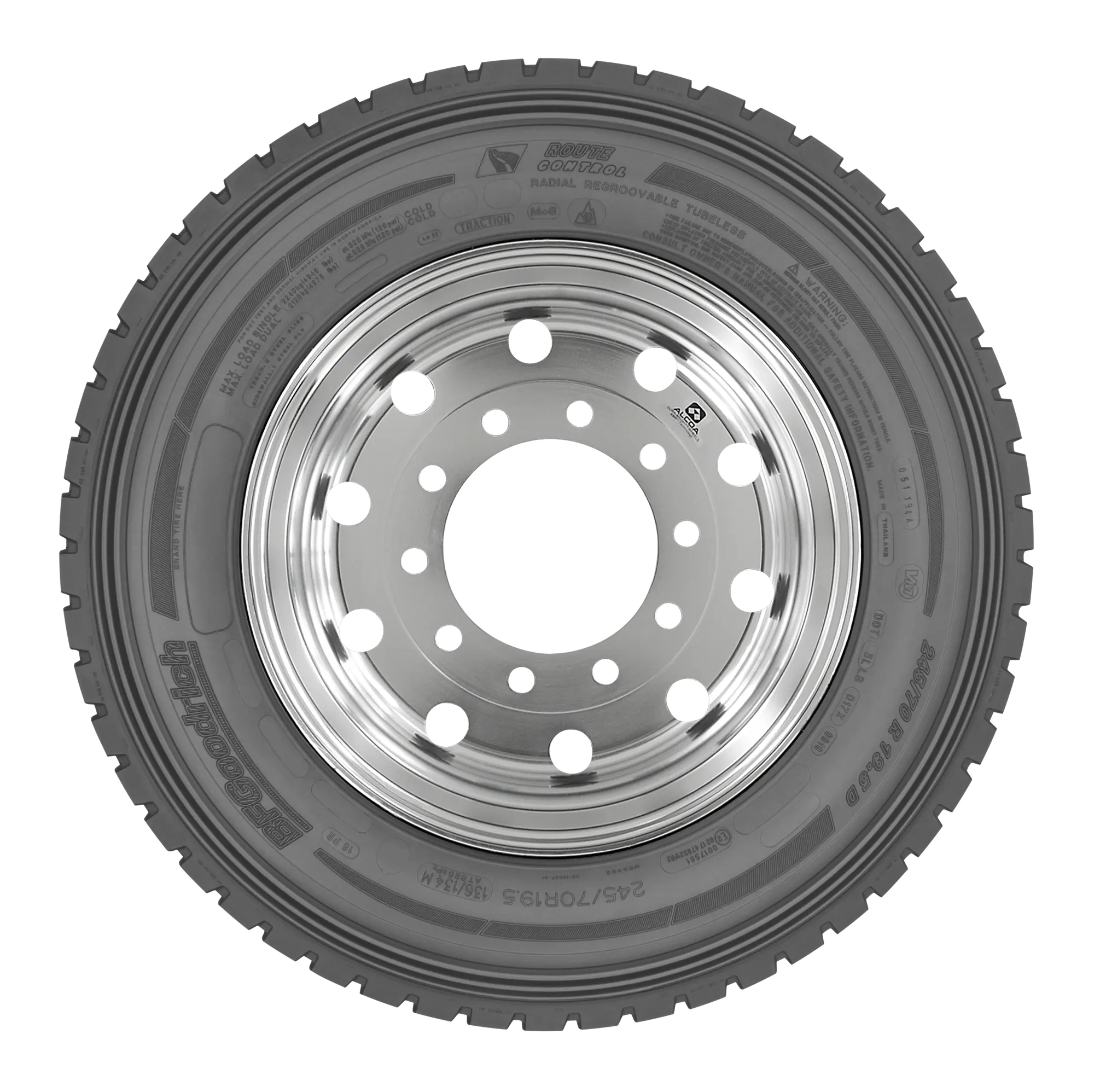 Rendered sidewall view of a BFGoodrich Route Control D 19.5 tire
