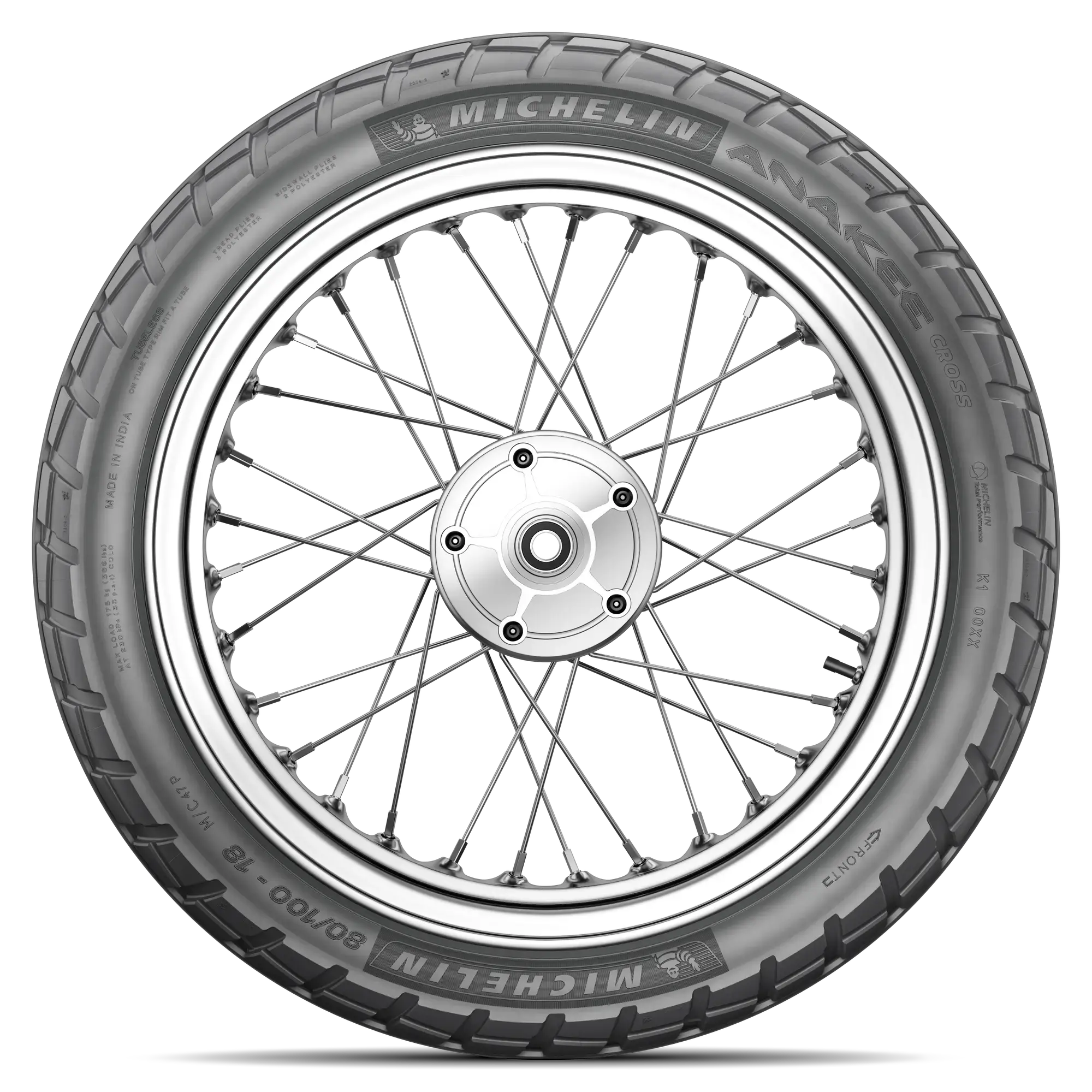 Tyre MICHELIN ANAKEE CROSS Front All-season tyre 80/100 18 47P A (tyre + rim) Square